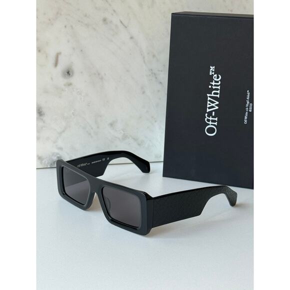 NEW Off White Troy Black Thick Rim Square Unisex Sunglasses - Picture 6 of 8